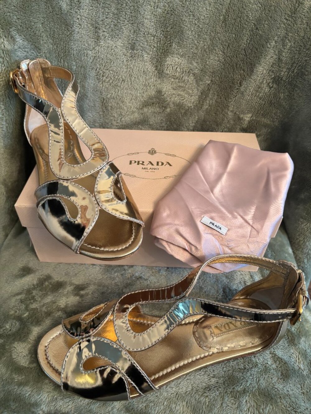 Prada Gold Sandals (Women's Size: 11 US | 41 EU)